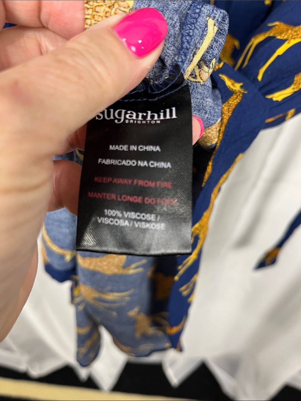 Sugar Hill Shirt Dress The Reva 10 Navy Gold Giraffe Print Belt 100% Viscose EUC - Picture 5 of 10